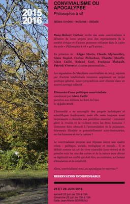 Convivialisme ou apocalypse, tables-rondes, lectures et débats, à Vincennes (Val-de-Marne)