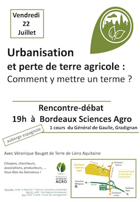 Urbanisation et perte de terre agricole : comment y mettre un terme<small class="fine d-inline"> </small>? Rencontre-débat à Gradignan (Gironde)