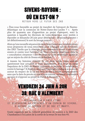 Sivens-Roybon : où en est-on<small class="fine d-inline"> </small>? Échanges autour de l'avenir des Zad, à Grenoble (Isère)