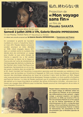 «<small class="fine d-inline"> </small>Mon voyage sans fin<small class="fine d-inline"> </small>», projection du film de Masako Sakata, à Paris