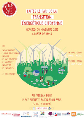 Faites la pari de la transition énergétique<small class="fine d-inline"> </small>! soirée-débat à Paris
