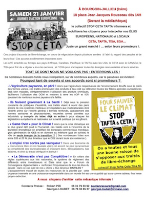 Journée d'action européenne contre Tafta et Ceta à Bourgoin-Jallieu (Isère)