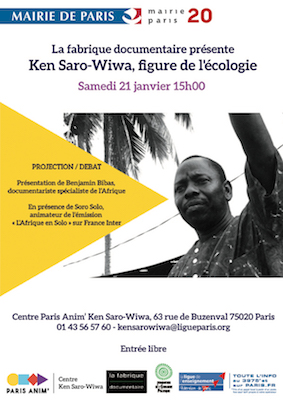 Projection-débat autour de Ken Saro-Wiwa, figure de l'écologie, à Paris