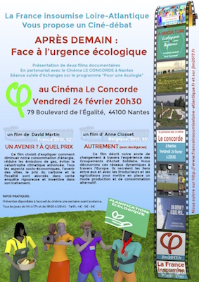 Ciné-débat autour du thème de l'urgence écologique, à Nantes (Loire-Atlantique)