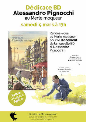 Dédidace de la <span class="caps">BD</span> d'Alessandro Pignocchi «<small class="fine d-inline"> </small>Petit Traité d'écologie sauvage<small class="fine d-inline"> </small>», à Paris