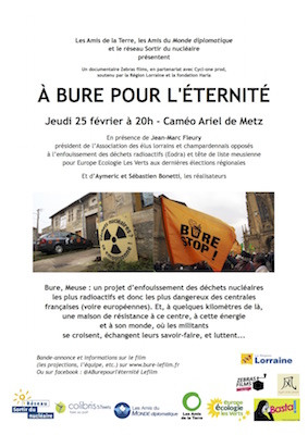 Projection du film «<small class="fine d-inline"> </small>À Bure pour l'éternité<small class="fine d-inline"> </small>» à Metz