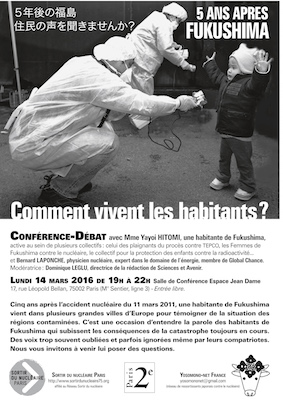 Fukushima, cinq ans après, comment vivent les habitants<small class="fine d-inline"> </small>? conférence-débat à Paris