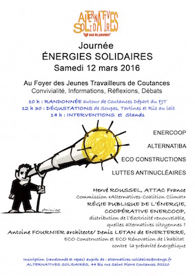Journée d'information et de réflexion sur les énergies alternatives à Coutances (Manche)