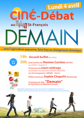 Demain, avec l'agriculture paysanne, faire face au changement climatique, soirée ciné-débat à Saint-Étienne (Loire)
