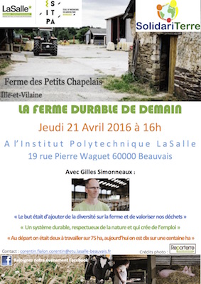 Conférence du fondateur de la Ferme de demain à Beauvais (Oise)