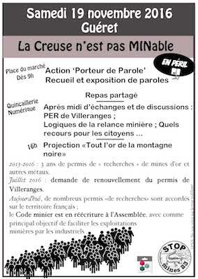 Journée d'information contre un projet minier à Guéret (Creuse)