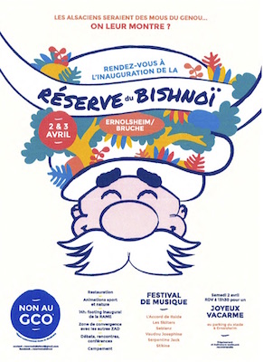 «<small class="fine d-inline"> </small>La Réserve du Bishnoï<small class="fine d-inline"> </small>», occupation festive contre le Grand Contournement Ouest de Strasbourg (Bas-Rhin)