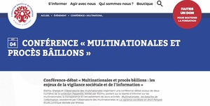 Conférence-débat «<small class="fine d-inline"> </small>Multinationales et procès bâillons : les enjeux de la vigilance sociétale et de l'information<small class="fine d-inline"> </small>», à Paris