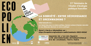 La sobriété : entre décroissance et greenwashing, séminaire à Paris