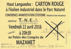 Conférence - manifestation contre l'éolien industriel à Mazamet (Tarn)