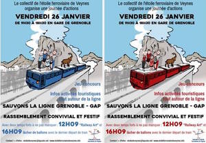 Journée d'actions pour sauvegarder la ligne Grenoble-Gap, à Grenoble (Isère)