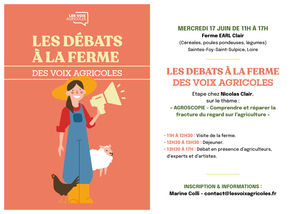 «<small class="fine d-inline"> </small>Débat à la ferme des voix agricoles<small class="fine d-inline"> </small>», à Sainte-Foy-Saint-Sulpice (Loire)