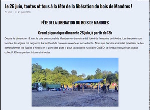 Contre Cigéo, fête de la libération du bois de Mandres-en-Barrois (Meuse)