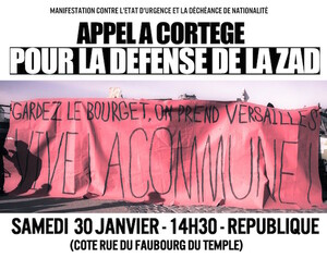Manifestation pour défendre la Zad et contre l'état d'urgence, à Paris