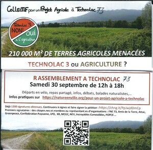 Technolac <span class="caps">ZAC</span> 3 — rassemblement pour les terres agricoles, à Chambéry et Aix-les-Bains (Savoie)