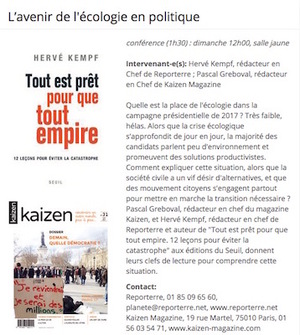 L'avenir de l'écologie en politique : avec Pascal Greboval et Hervé Kempf, à Lyon