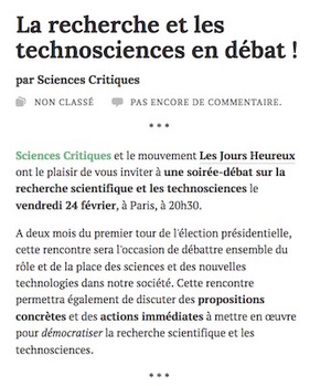 La recherche et les technosciences en débat à Paris