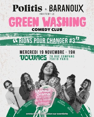 «<small class="fine d-inline"> </small>Greenwashing Comedy Club et Politis<small class="fine d-inline"> </small>», à Paris 