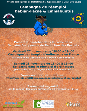 Présentations-débats «<small class="fine d-inline"> </small>Campagne de réemploi d'ordinateurs : ou comment ressusciter de vieux ordis pour tous<small class="fine d-inline"> </small>!<small class="fine d-inline"> </small>», en ligne