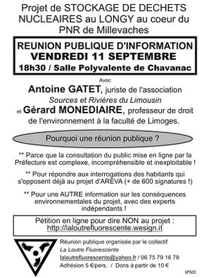 Réunion à Chavanac (19) contre le projet d'<span class="caps">AREVA</span> au cœur du parc des Millevaches