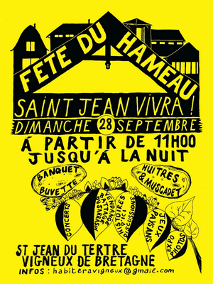 «<small class="fine d-inline"> </small>Fête de soutien au hameau de Saint-Jean-du-Tertre, zad de <span class="caps">NDDL</span><small class="fine d-inline"> </small>», à Vigneux-de-Bretagne (Loire-Atlantique)