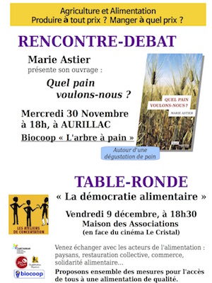 Rencontre-débat autour du livre «<small class="fine d-inline"> </small>Quel pain voulons-nous<small class="fine d-inline"> </small>?<small class="fine d-inline"> </small>», à Aurillac (Cantal)