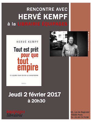 Rencontre avec Hervé Kempf autour de son dernier livre, à Paris