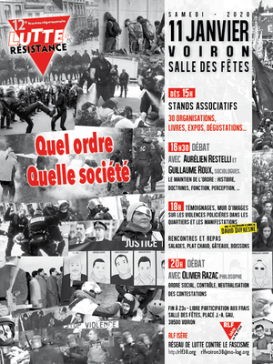 «<small class="fine d-inline"> </small>Quel ordre, quelle société<small class="fine d-inline"> </small>?<small class="fine d-inline"> </small>», 12<sup class="typo_exposants">e</sup> rencontres départementales Luttes et résistance, à Voiron (Isère)