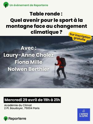 «<small class="fine d-inline"> </small>L'avenir du sport à la montagne<small class="fine d-inline"> </small>», une table ronde Reporterre (Paris)