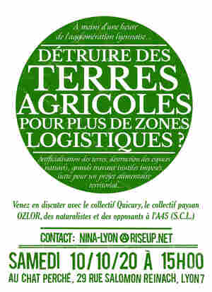 Non à la zone logistique de l'ouest rhodanien<small class="fine d-inline"> </small>!, réunion d'information et discussion, à Lyon