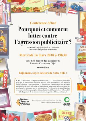 Conférence-débat «<small class="fine d-inline"> </small>Pourquoi et comment lutter contre l'agression publicitaire<small class="fine d-inline"> </small>?<small class="fine d-inline"> </small>», à Dijon (Côte-d'Or)