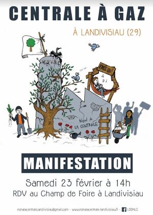 Manifestation contre le début des travaux de la centrale à gaz à Landivisiau (Finistère)