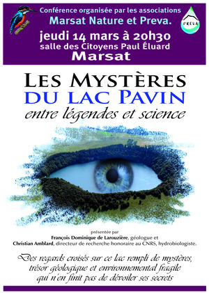 Les mystères du lac Pavin en Auvergne, conférence à Marsat (Puy-de-Dôme)