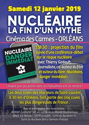 Film/débat : «<small class="fine d-inline"> </small>Nucléaire, la fin d'un mythe<small class="fine d-inline"> </small>», à Orléans (Loiret)