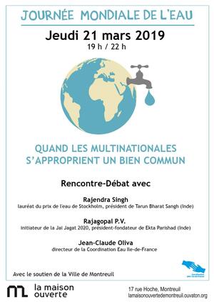 Journée mondiale de l'eau : Quand les multinationales s'approprient un bien commun, rencontre-débat à Paris