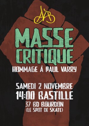 Vélorution en hommage à Paul Varry, à Paris