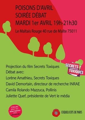 «<small class="fine d-inline"> </small>Poisons d'avril<small class="fine d-inline"> </small>», projection-débat à Paris