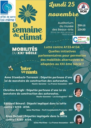 Conférence Climat Citoyenneté sur les investissements en matière d'infrastructures, à Rouen (Seine-Maritime)