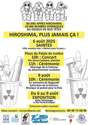«<small class="fine d-inline"> </small>Hiroshima, Nagasaki, plus jamais ça<small class="fine d-inline"> </small>!<small class="fine d-inline"> </small>», commémoration à Saintes (Charente-Maritime)