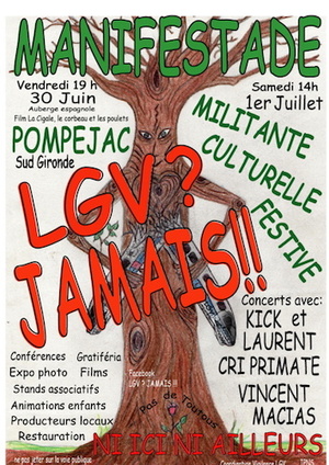 Manifestade contre la <span class="caps">LGV</span> Sud-Ouest, à Pompéjac (Gironde)