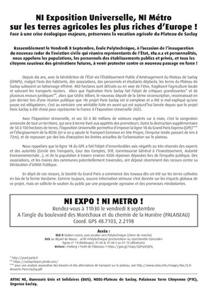 Rassemblement pour préserver la vocation agricole du plateau de Saclay, à Palaiseau (Essonne)