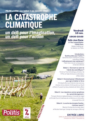 La catastrophe climatique, un défi pour l'imagination, un défi pour l'action, rencontre-débat à Paris