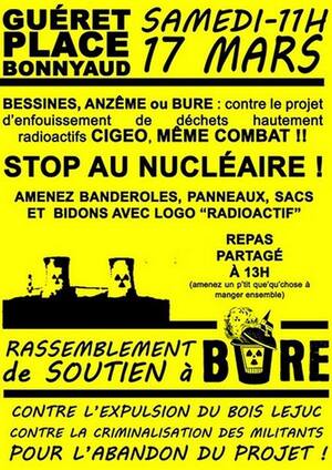 Rassemblement de soutien à Bure, à Guéret (Creuse)