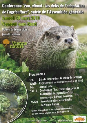 Conférence «<small class="fine d-inline"> </small>Eau, climat : les défis de l'adaptation de l'agriculture<small class="fine d-inline"> </small>», à Vouneuil-sous-Biard (Vienne)