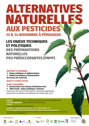Colloque «<small class="fine d-inline"> </small>Alternatives naturelles aux pesticides<small class="fine d-inline"> </small>», à Périgueux (Dordogne)